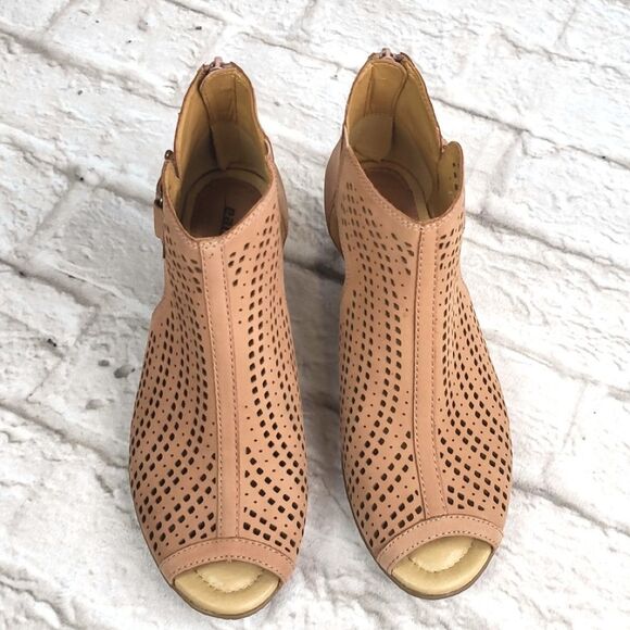 Earth Shoes - Earth Nubuck Perforated Peeptoe Booties